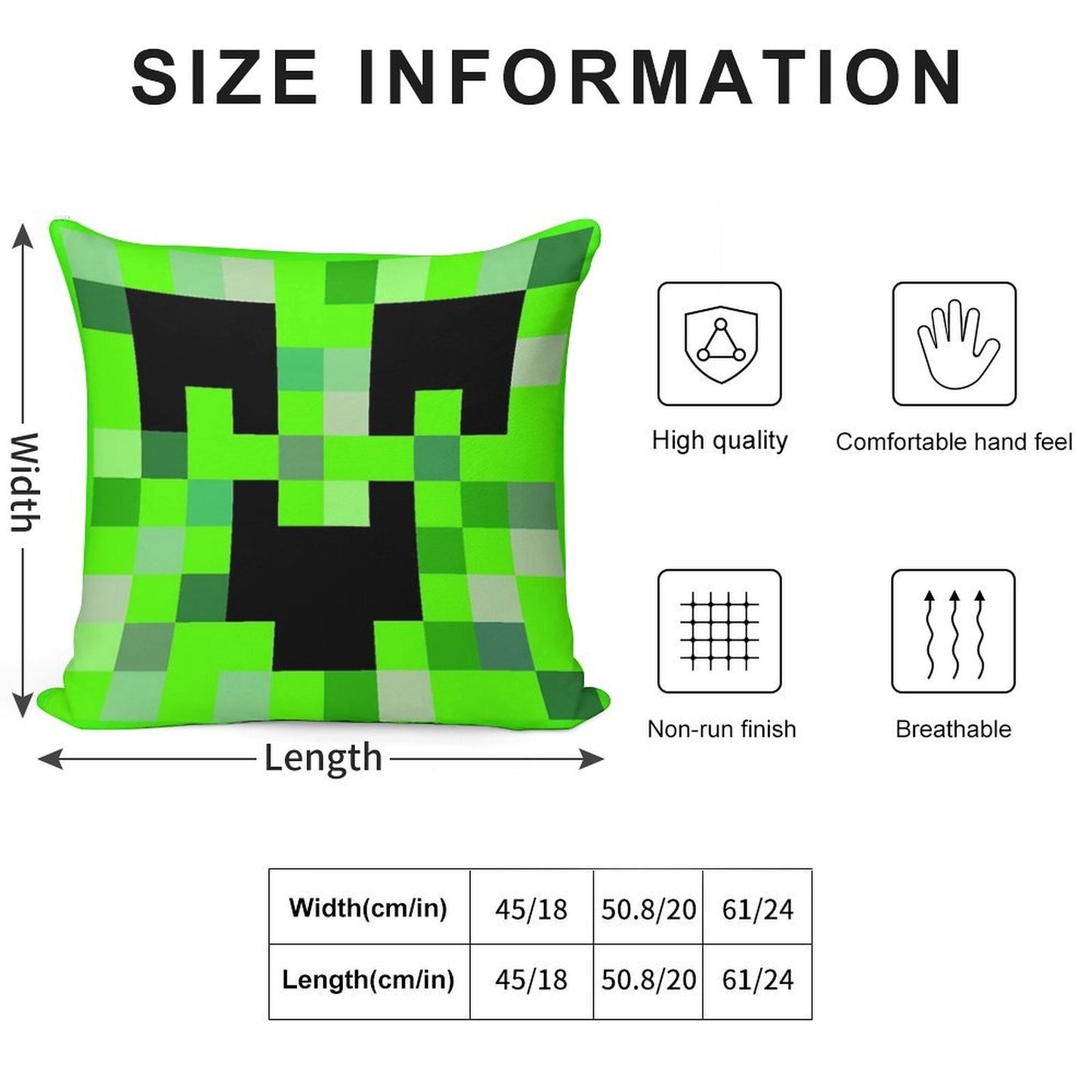 Kawaii Creeper Soft Luxury Feel Throw Pillow