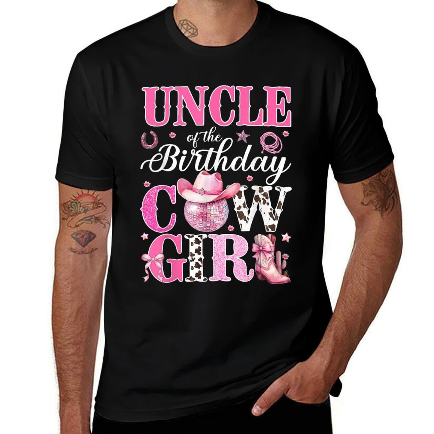 Cute Uncle Of The Birthday CowGirl Rodeo Western Bday Party  Moisture-wicking T-Shirt