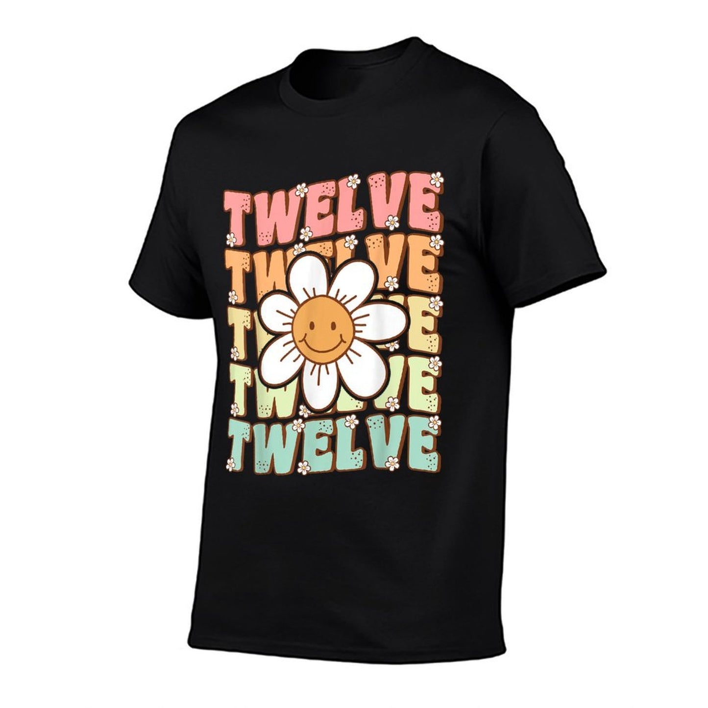 Cute Groovy 12th Birthday Party Daisy Flower Twelve Year Old  Polyester Blend T-Shirt