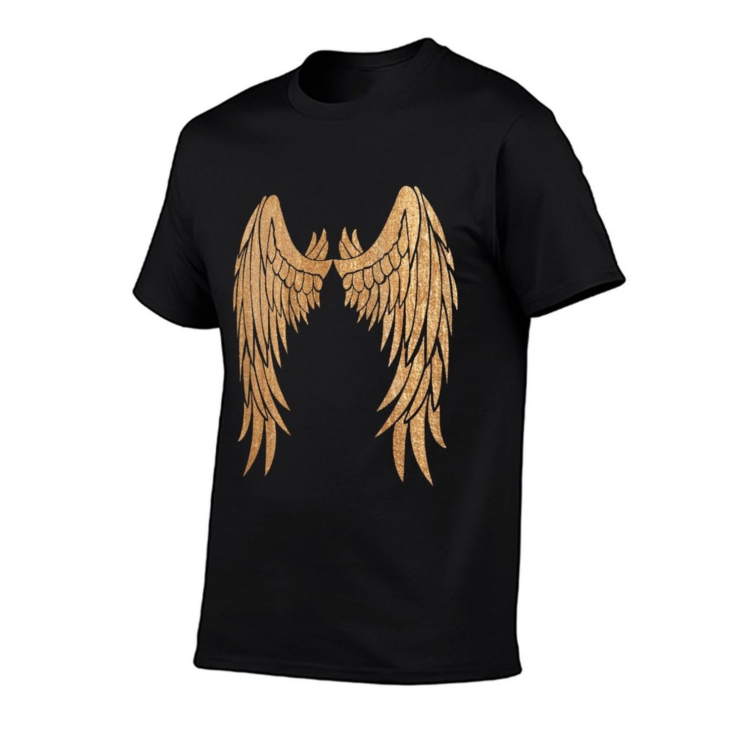 Golden Angel Wings On Back - Angelic Wings Design  Polyester Blend T-Shirt