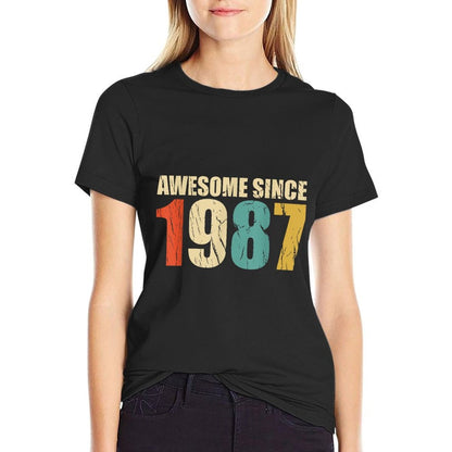 Retro Vintage Style Awesome Since 1987 30th Birthday  Summer-ready Fabric T-Shirt