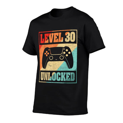 Level 30 Unlocked Video Gamer 30th Birthday Gifts  High-quality Stitching T-Shirt
