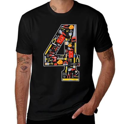 4th Birthday Construction Building Tools Kids 4 Year Old  Odor-resistant T-Shirt