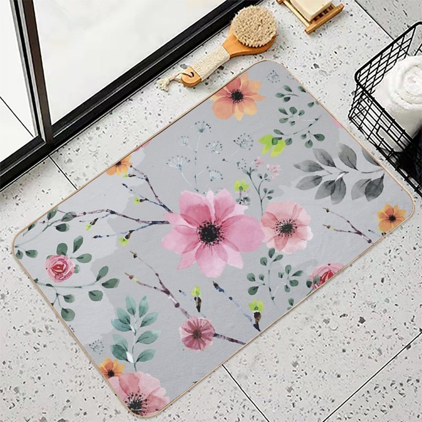 Watercolor Flowers XIV (different Flowers)  Eco-Friendly Bath Mat