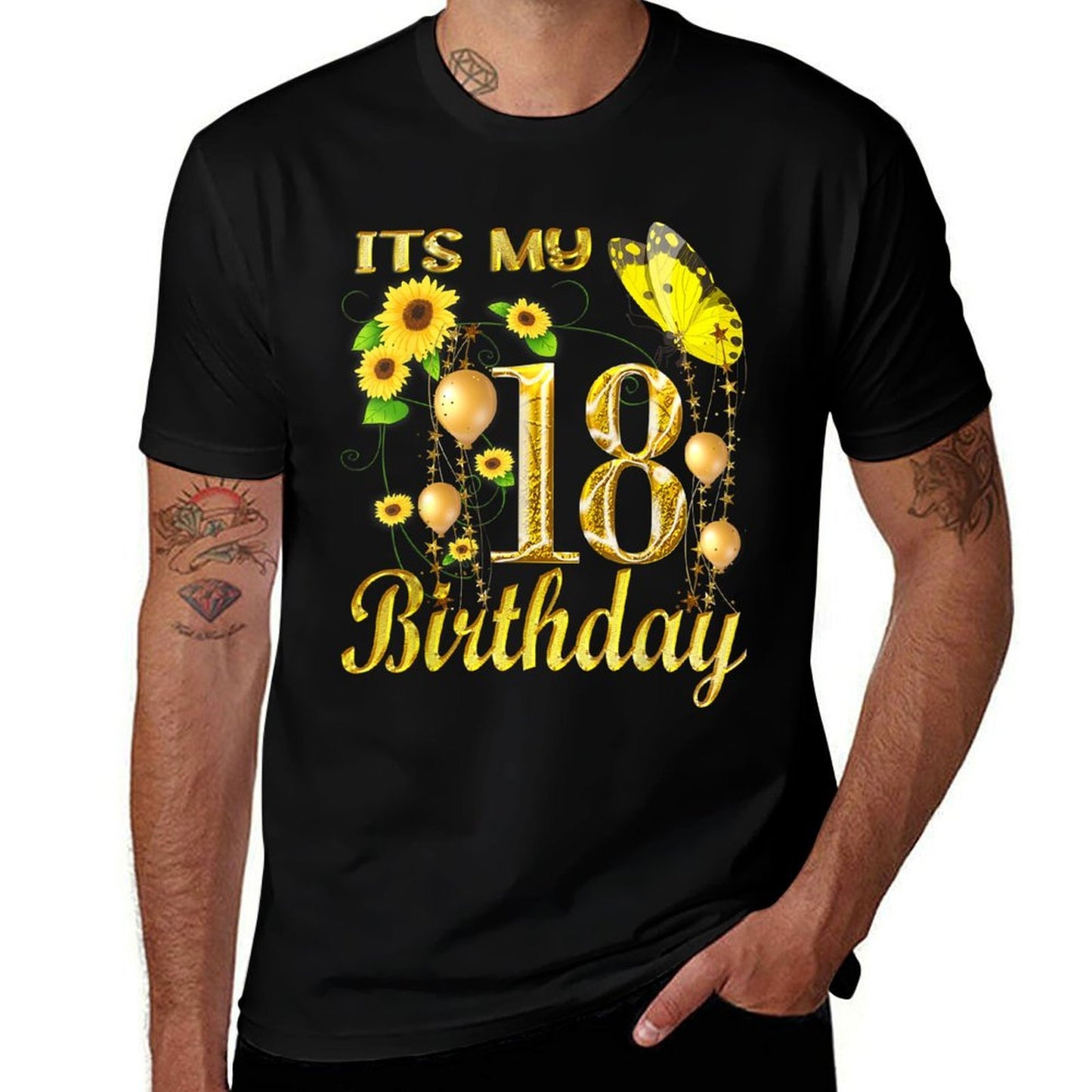 Its My 18th Birthday 18 Year Old Girl Sunflower Butterfly Comfortable T-Shirt