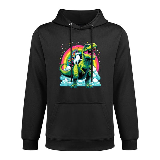 Unicorn Rainbow Birthday Party Unicorn Riding Dinosaur Durable Construction Hoodie