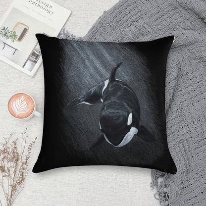 White Whale - Orca Soft Short Plush Fabric Throw Pillow