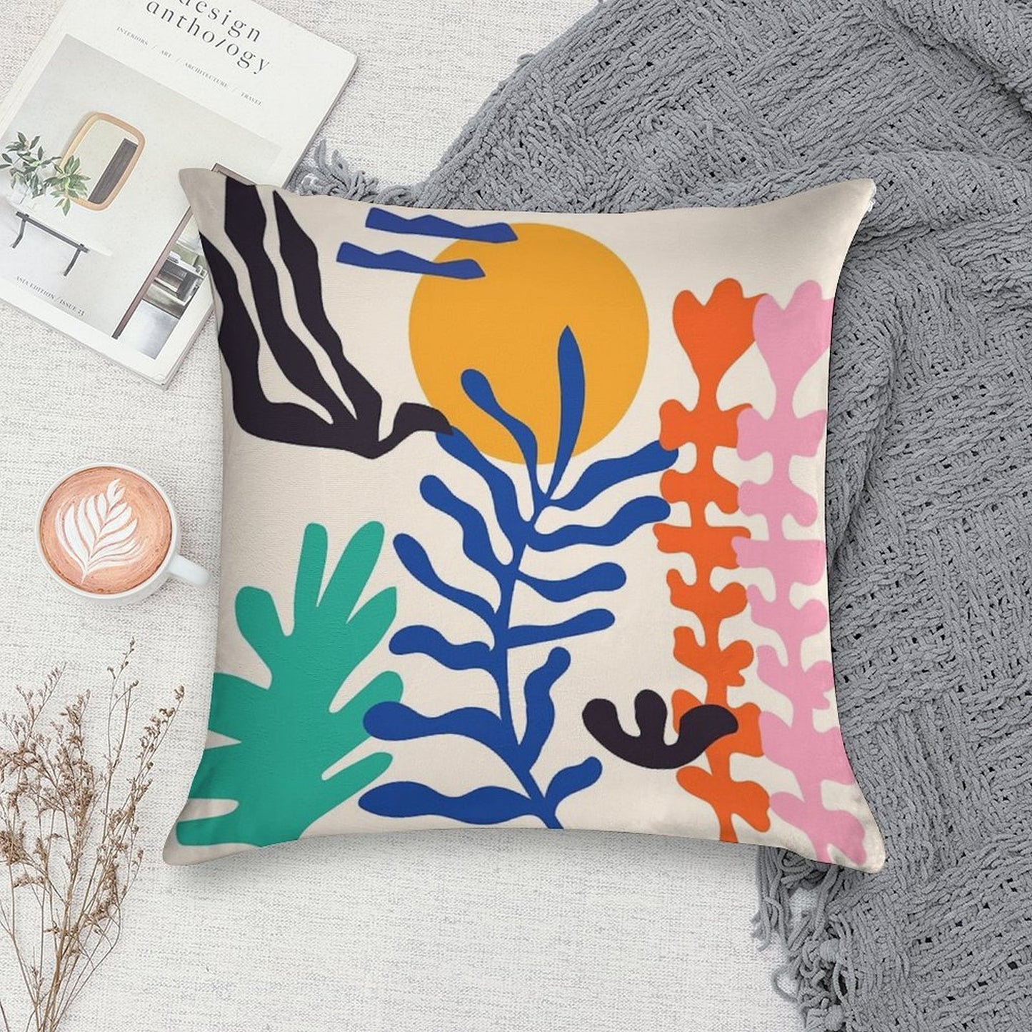 Matisse Bright Boho Botanical Soft Luxury Feel Throw Pillow