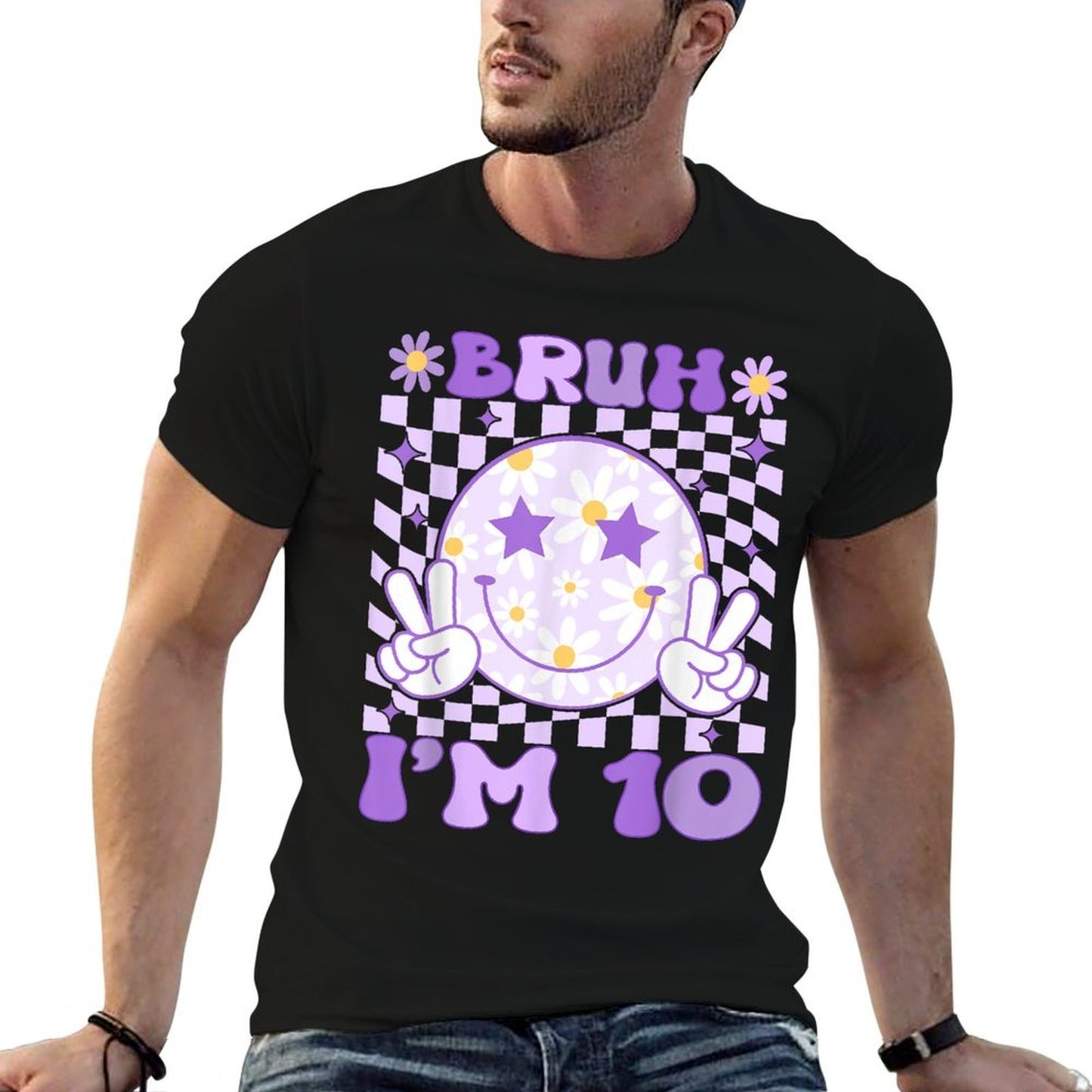 Bruh I'm 10 Years Old Purple Birthday Girls 10th Birthday  Oversized Silhouette T-Shirt