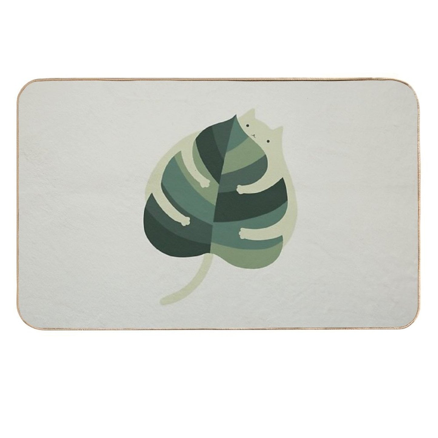 Cat And Plant 1 Monstera Cat Hug  Long-Lasting Bath Mat