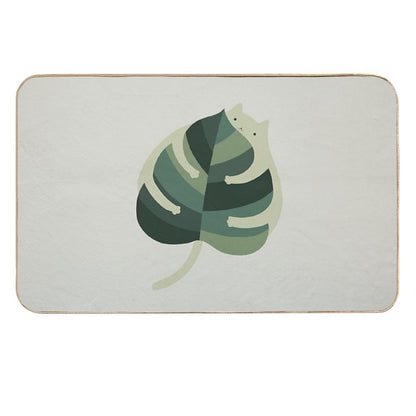 Cat And Plant 1 Monstera Cat Hug  Long-Lasting Bath Mat