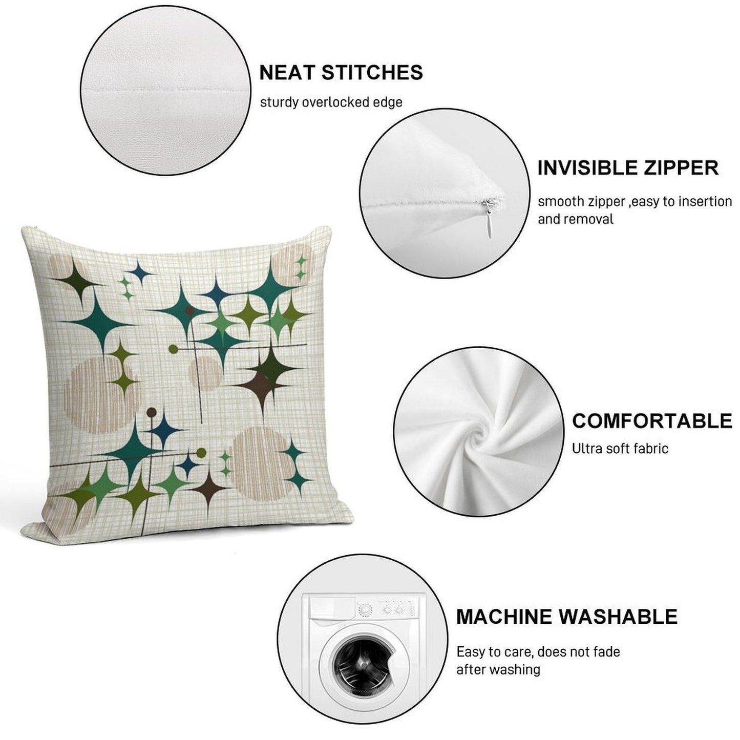 Eames Era Starbursts And Globes 1 (bkgrnd) Soft Multiple Sizes Throw Pillow