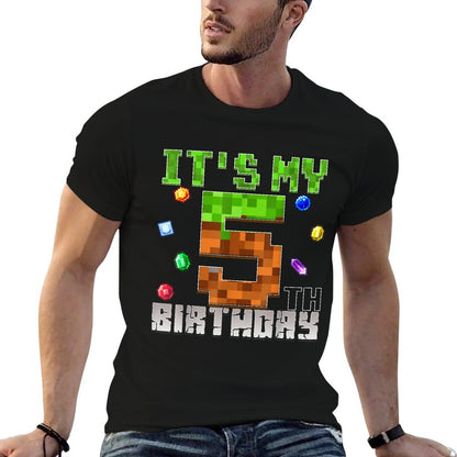 Birthday Boy It's My 5th Birthday Video Game Pixel  Moisture-wicking T-Shirt