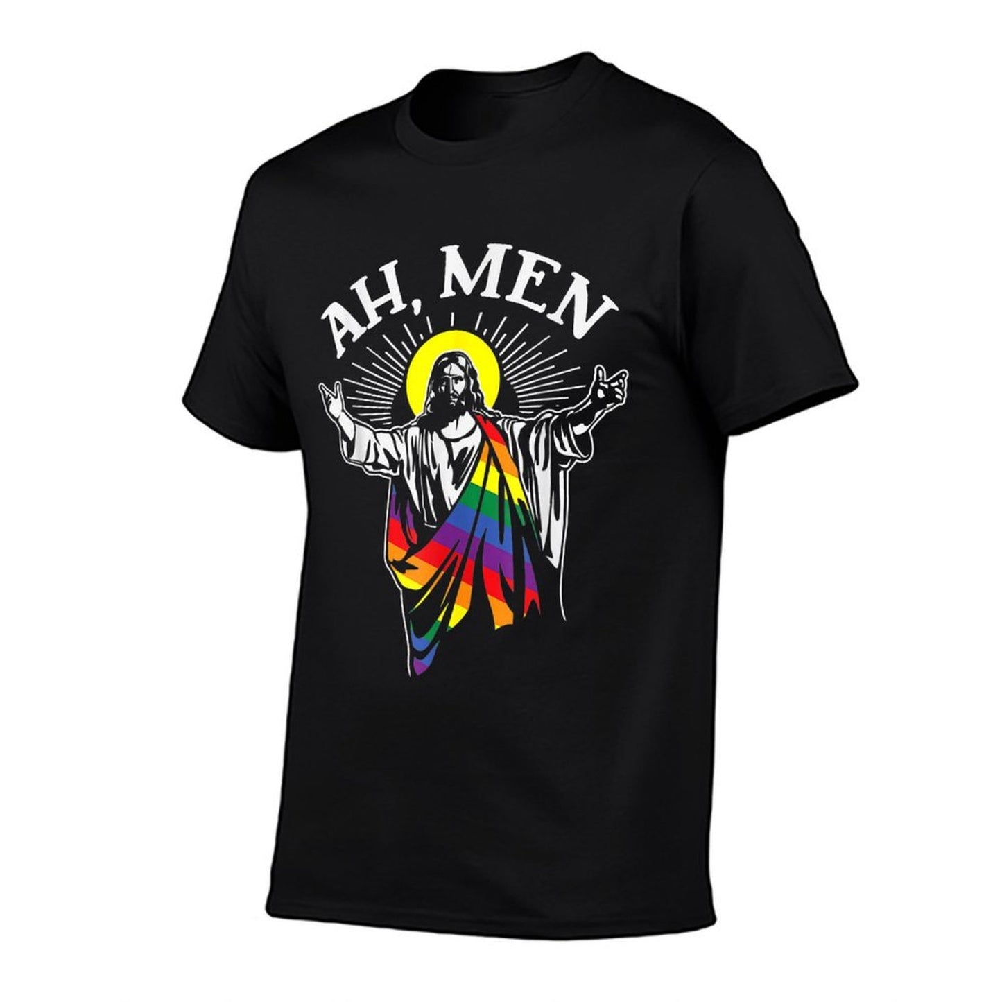 Ah Men Funny LGBT Gay Pride Jesus Rainbow Christian  Soft T-Shirt