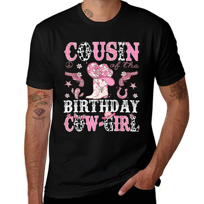 Cousin Of The Birthday CowGirl Pink Disco Rodeo Western  Moisture-wicking T-Shirt