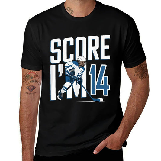 Fourteen 14 Years Old Ice Hockey for 14th Birthday  Fade-proof Color T-Shirt