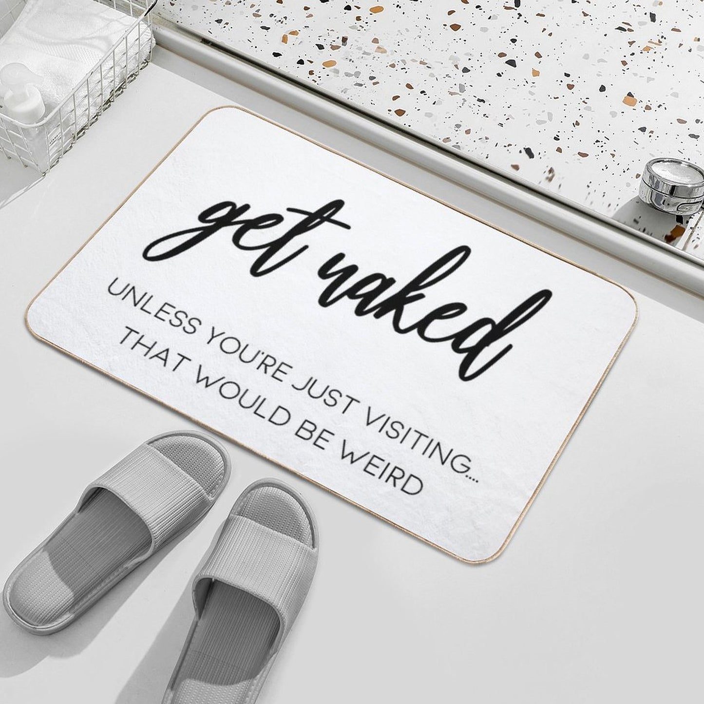 Shower Curtain - Get Naked  Easy Maintenance Bath Mat