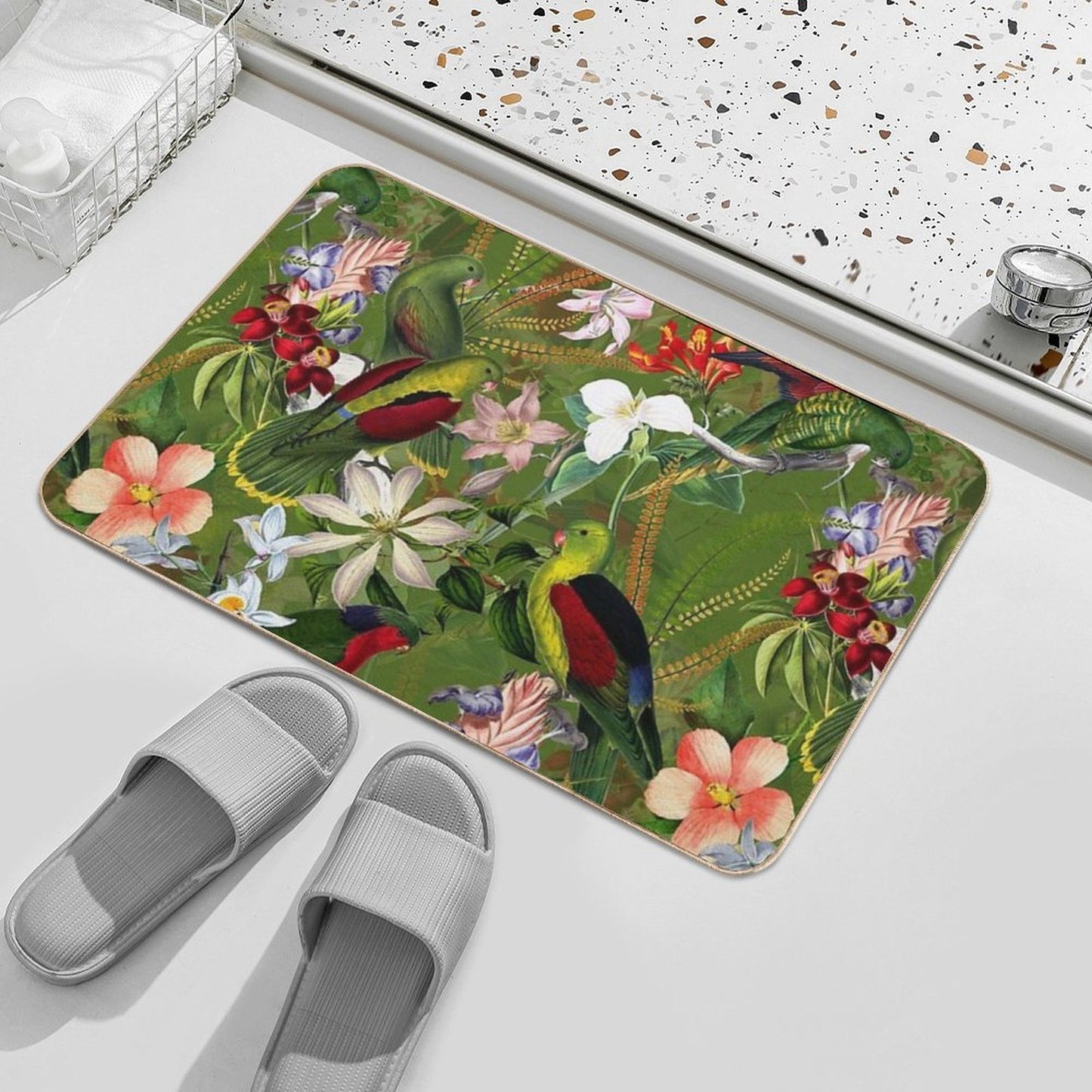 Vintage Parrot Jungle Botanical Garden 3 Nightgarden Durable Bath Mat