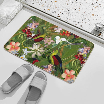 Vintage Parrot Jungle Botanical Garden 3 Nightgarden Durable Bath Mat