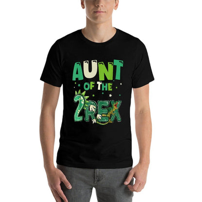 Aunt of The Two Rex Birthday Dinosaur Family Matching  Heathered Texture T-Shirt