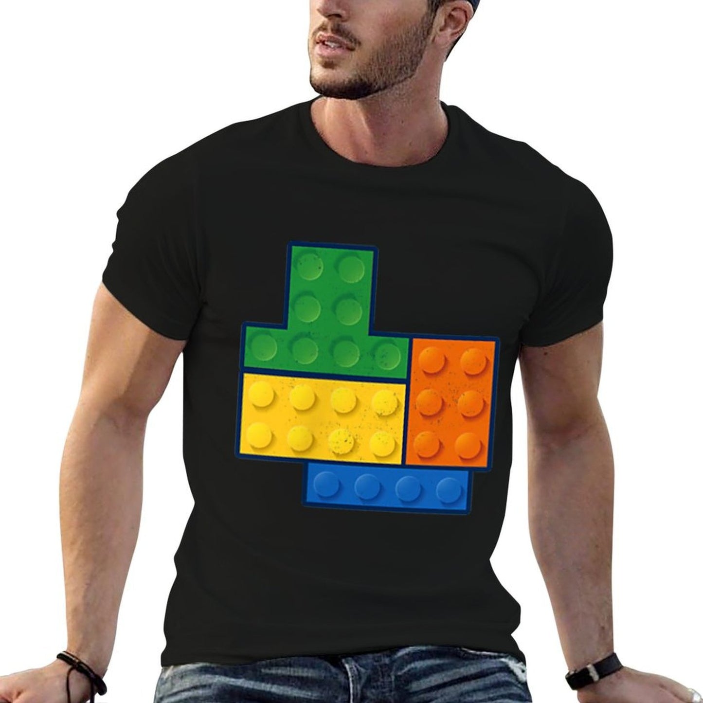Building Blocks Pocket Master Builder Gamer Men Women Kids  Rolled Sleeves T-Shirt