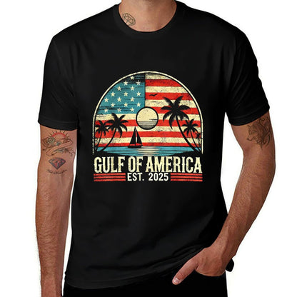 Retro Gulf Of US America 2025 American Flag Gulf Mexico Trendy Pattern T-Shirt