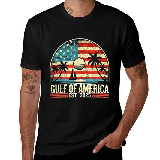 Retro Gulf Of US America 2025 American Flag Gulf Mexico Trendy Pattern T-Shirt