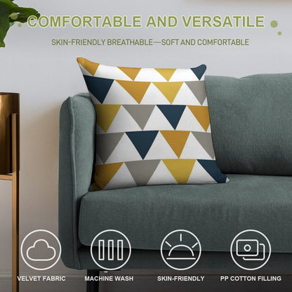 Arrows Light Mustard Yellow, Dark Mustard Yellow, Dark Blue, Grey, And White Geometric Pattern Soft Anti-Pilling Throw Pillow