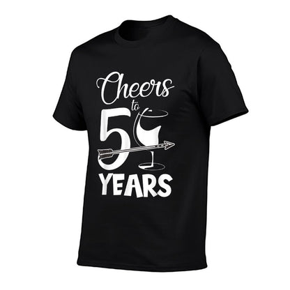 Cheers to 50 Years 50th Birthday Drinking Team Wine Beer  Oversized Silhouette T-Shirt