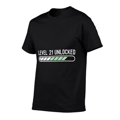 Funny 21st Birthday Level 21 Unlocked Gaming  Oversized Silhouette T-Shirt