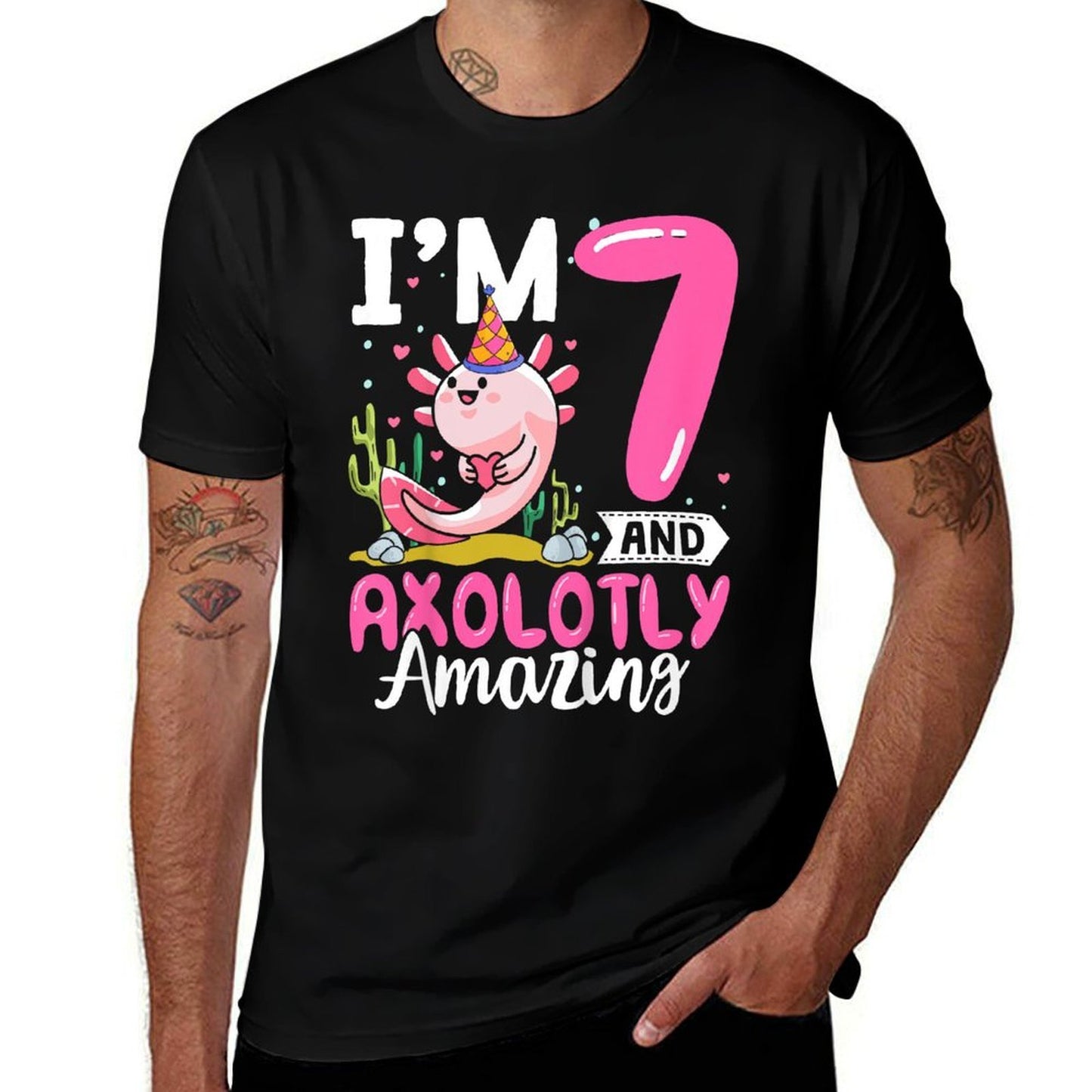 Kids 7th Birthday Girl Axolotl Kids Seven Year Old Birthday  Quick-drying T-Shirt