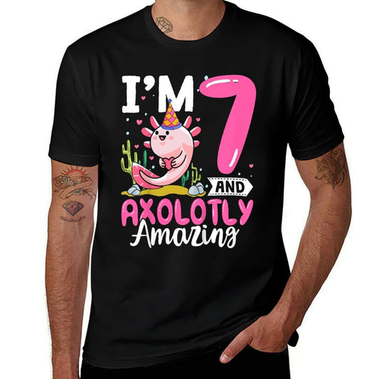 Kids 7th Birthday Girl Axolotl Kids Seven Year Old Birthday  Quick-drying T-Shirt