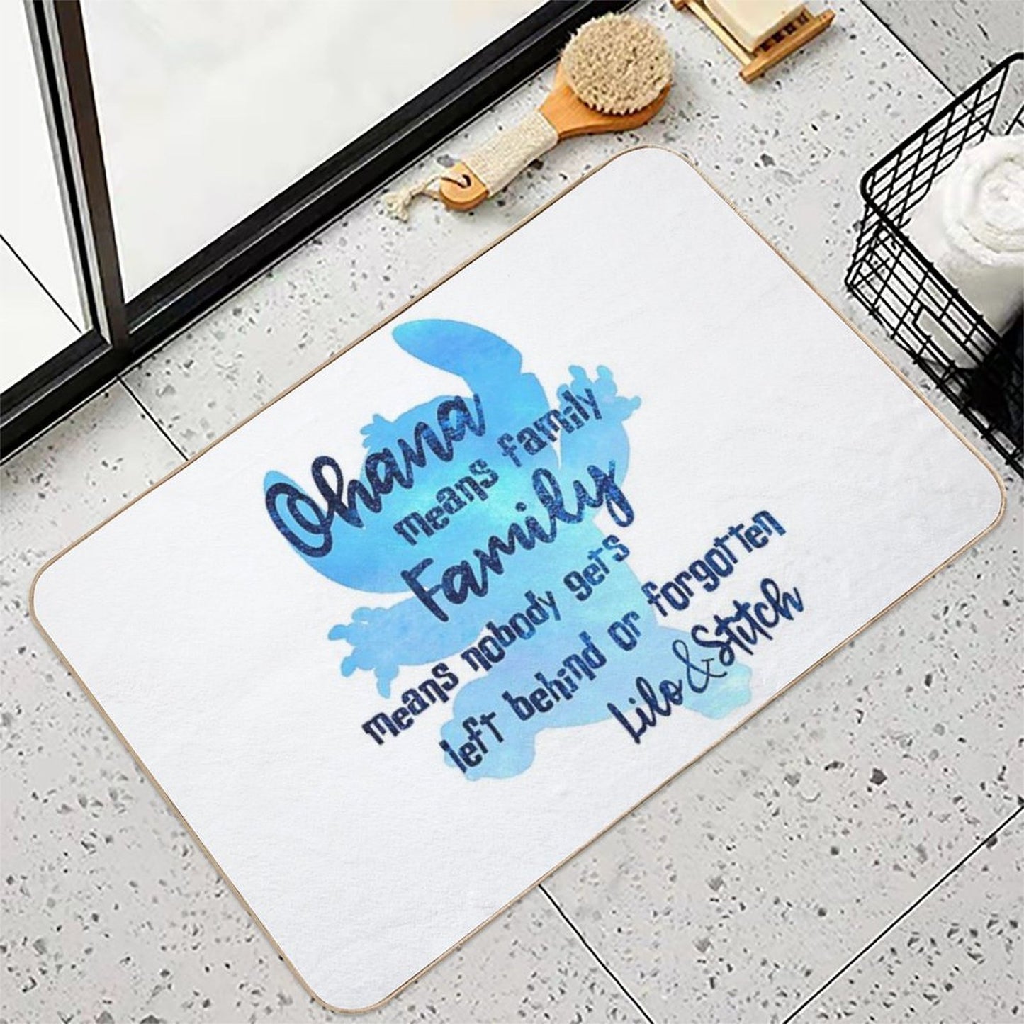 Ohana Means Family  Fade-Resistant Bath Mat