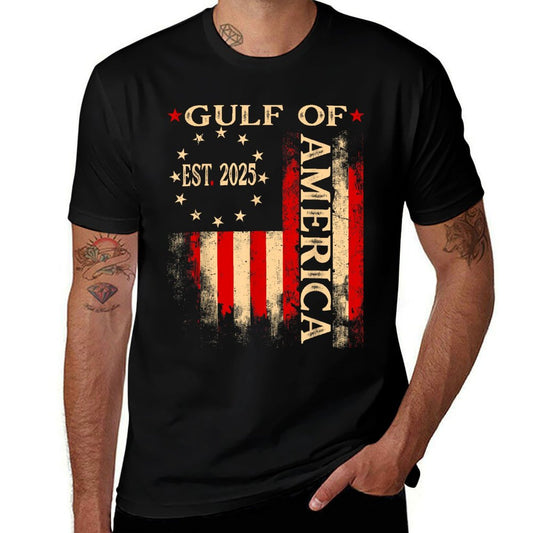 Gulf Of Usa America Est 2025 Us Flag Slim-fit Cut T-Shirt