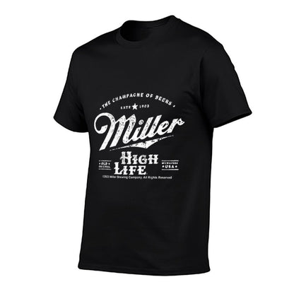 Coors Miller High Life Champagne of Beers Front And Back Ribbed Collar T-Shirt