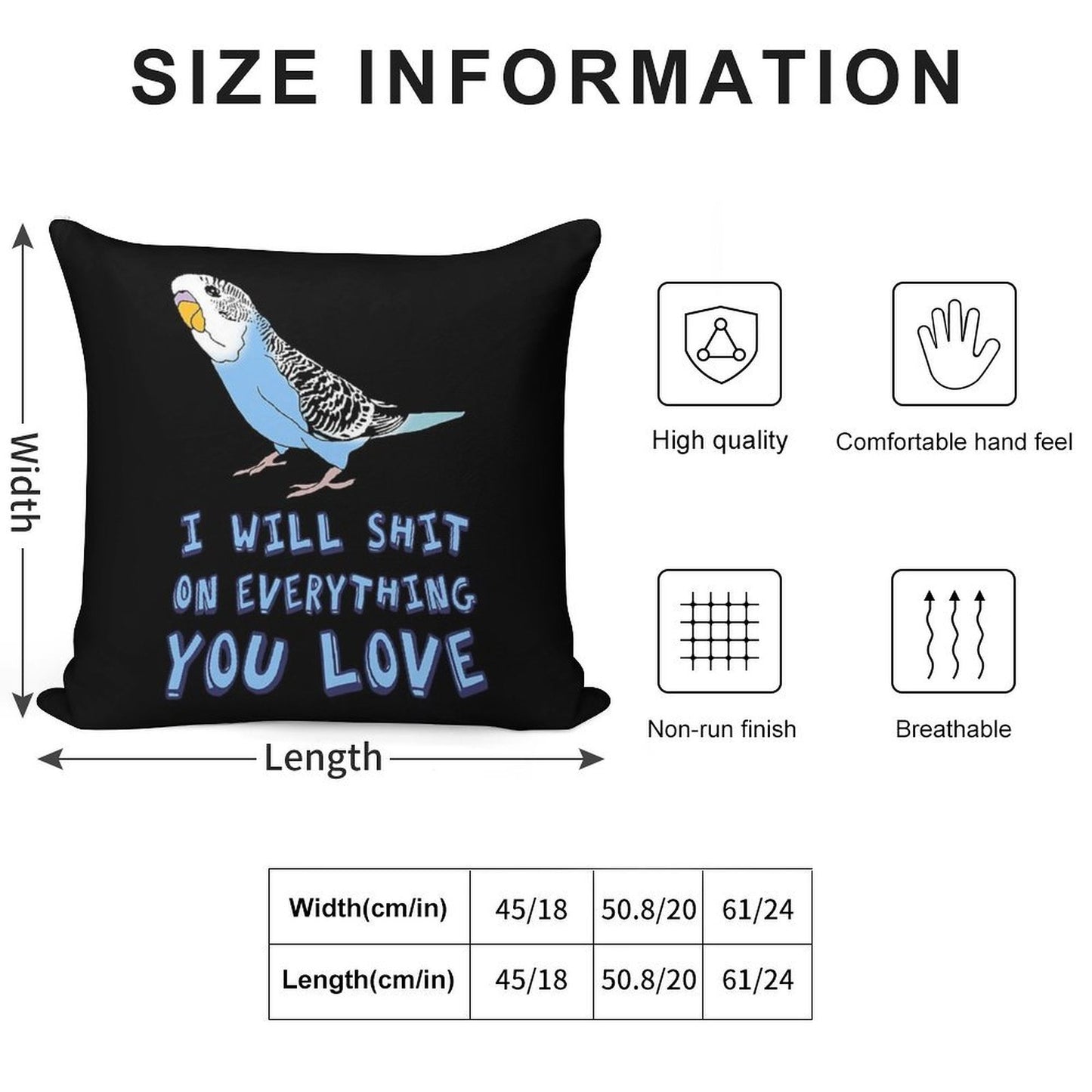 I Will Shit on Everything You Love - Blue Budgie Soft Home Decor Throw Pillow