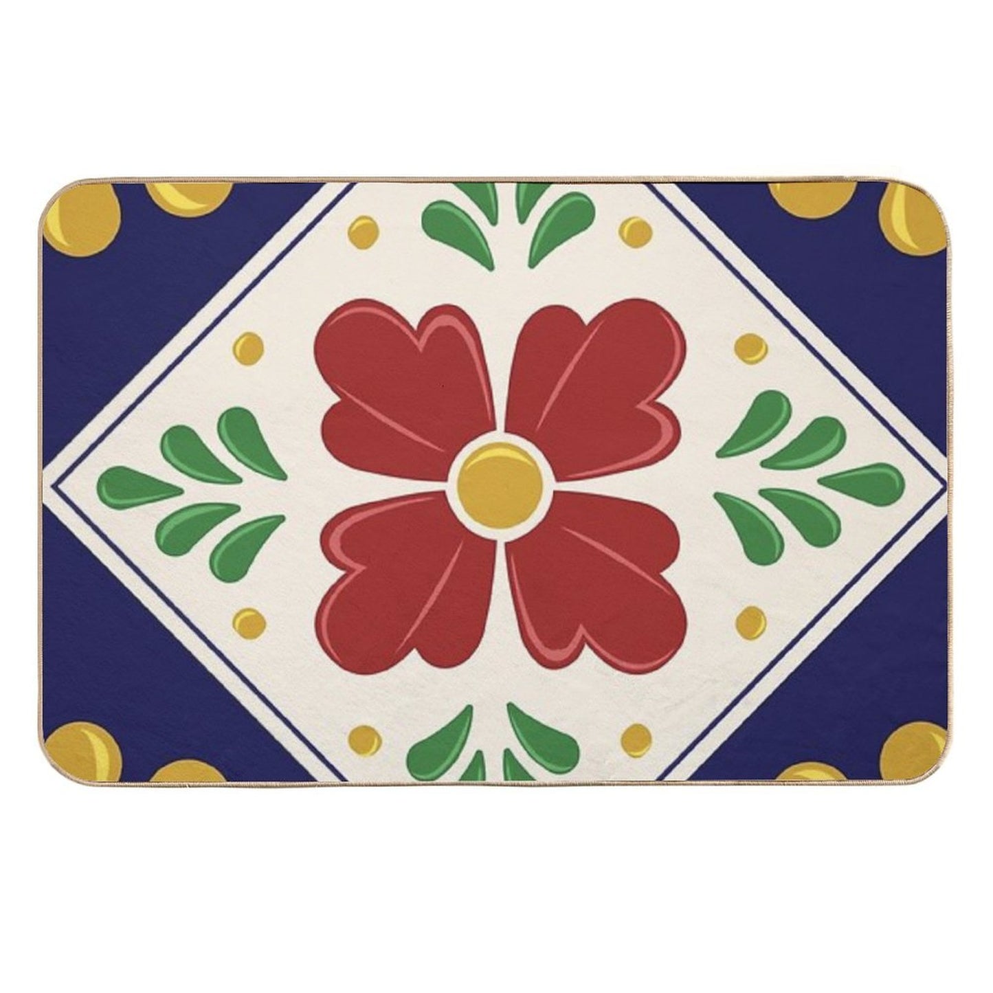 Mexican Talavera Floral Pattern by Akbaly  Fade-Resistant Bath Mat