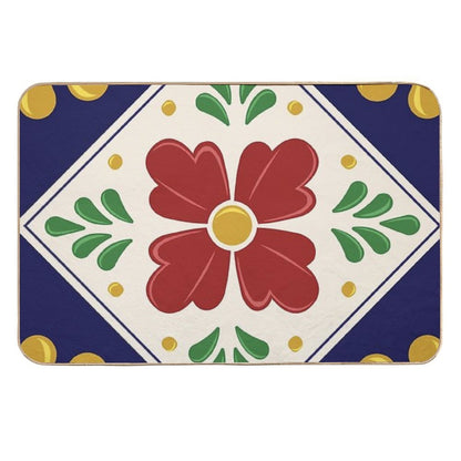 Mexican Talavera Floral Pattern by Akbaly  Fade-Resistant Bath Mat