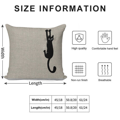 Black Cat Holding On Soft Durable Construction Throw Pillow
