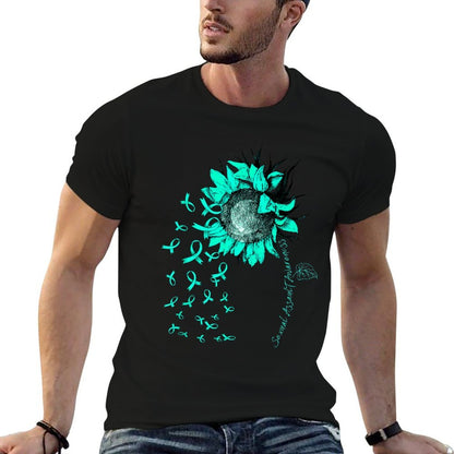 SEXUAL ASSAULT AWARENESS Sunflower Teal Ribbon  Tagless Design T-Shirt