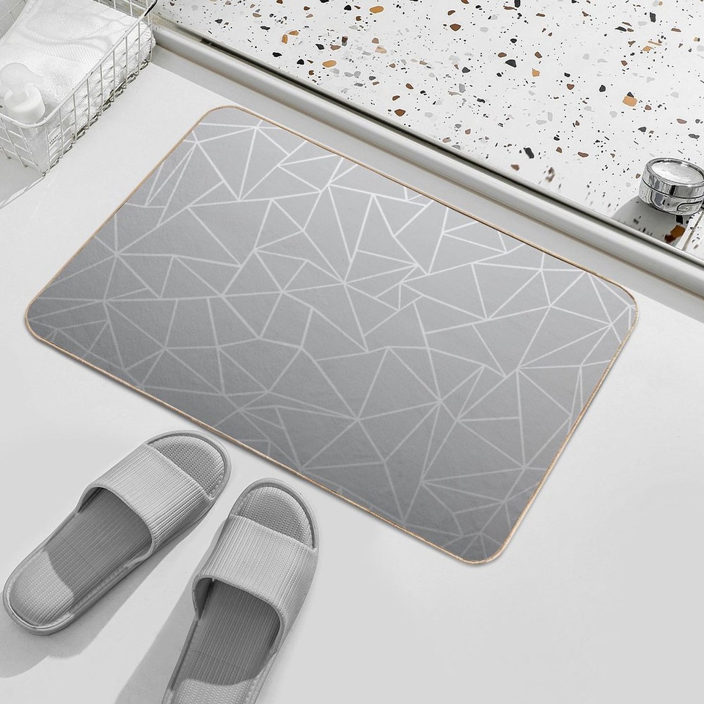 Abstract Ombre White  Slip-Resistant Bath Mat