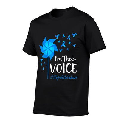 Child Abuse Prevention Awareness I'm Their Voice Pinwheel  Graphic-printed T-Shirt