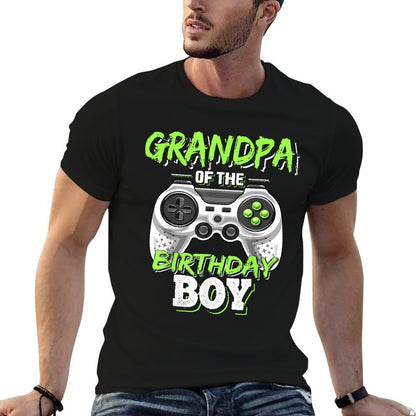 Grandpa of The Birthday Boy Matching Video Game Birthday  Cotton T-Shirt