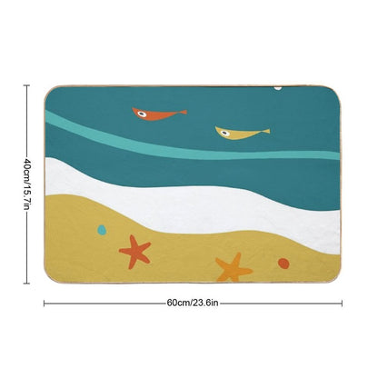 Mid Century Atomic Age Summer Beach  Eco-Friendly Bath Mat