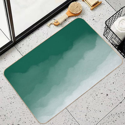 Emerald Green Watercolor Ombre (greenwhite)  Absorbent Bath Mat
