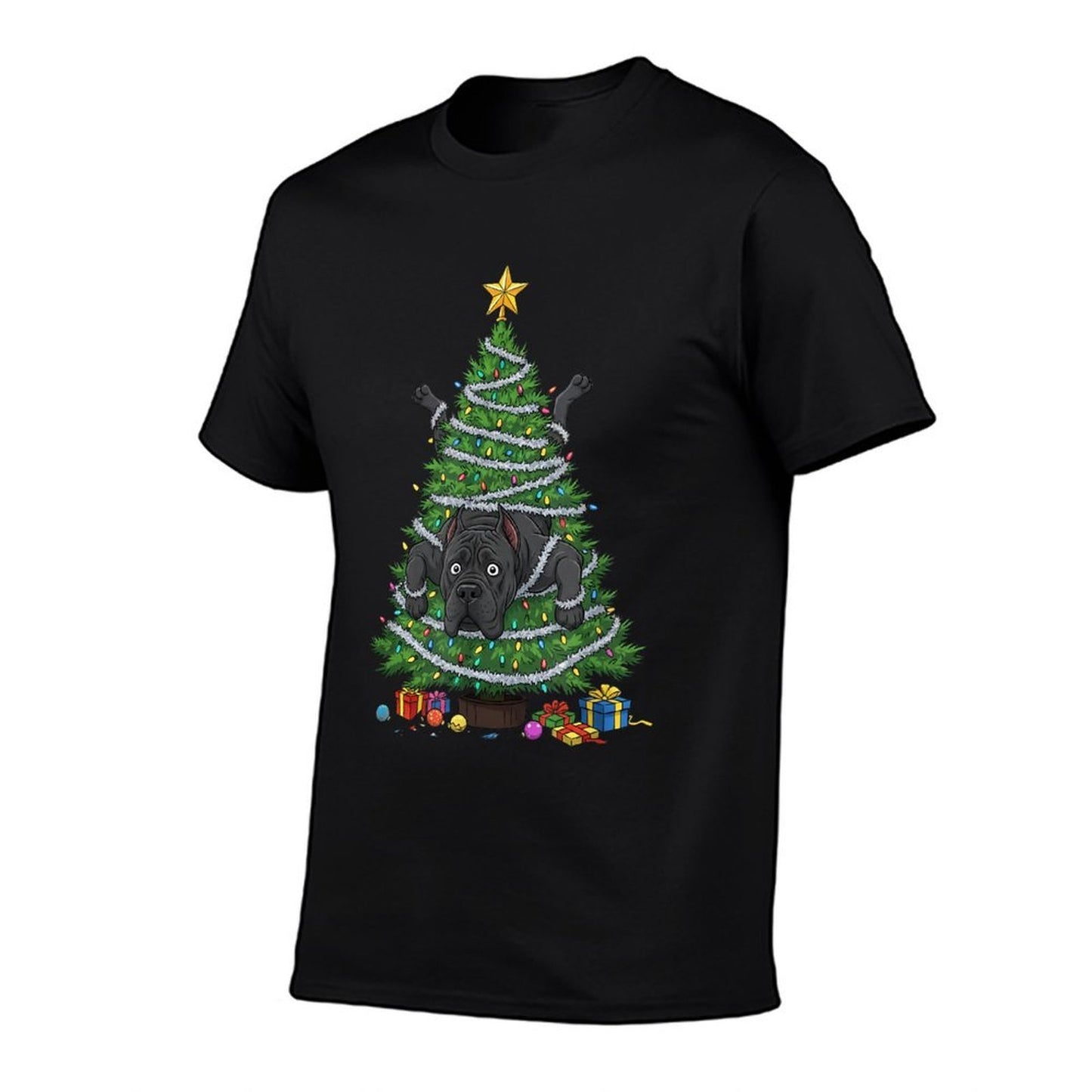 Funny Cane Corso Christmas Tree Lights Kids Mens Womens  High-quality Stitching T-Shirt