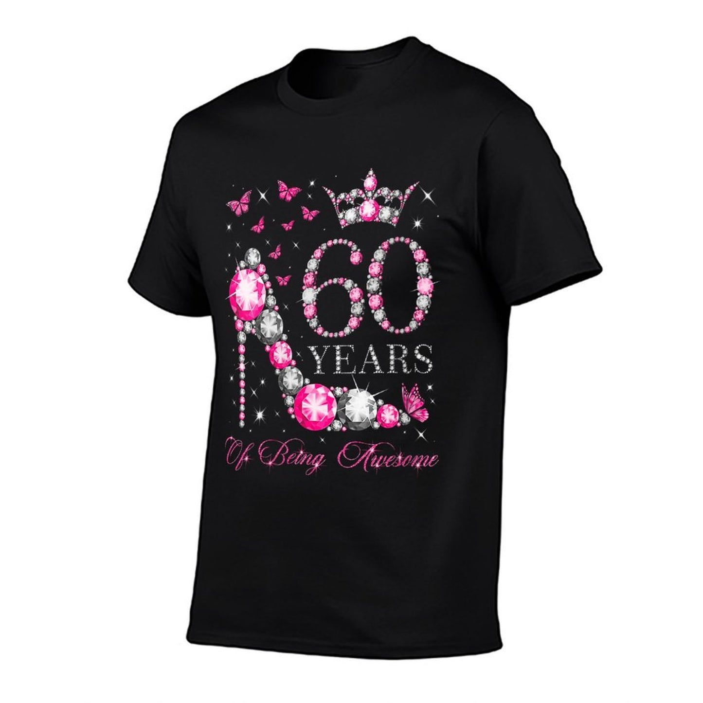 Womens 60 Years Of Being Awesome Happy 60th Birthday Diamond Crown  Tagless Design T-Shirt