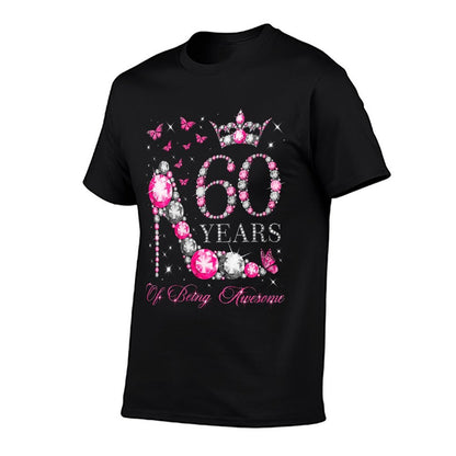 Womens 60 Years Of Being Awesome Happy 60th Birthday Diamond Crown  Tagless Design T-Shirt