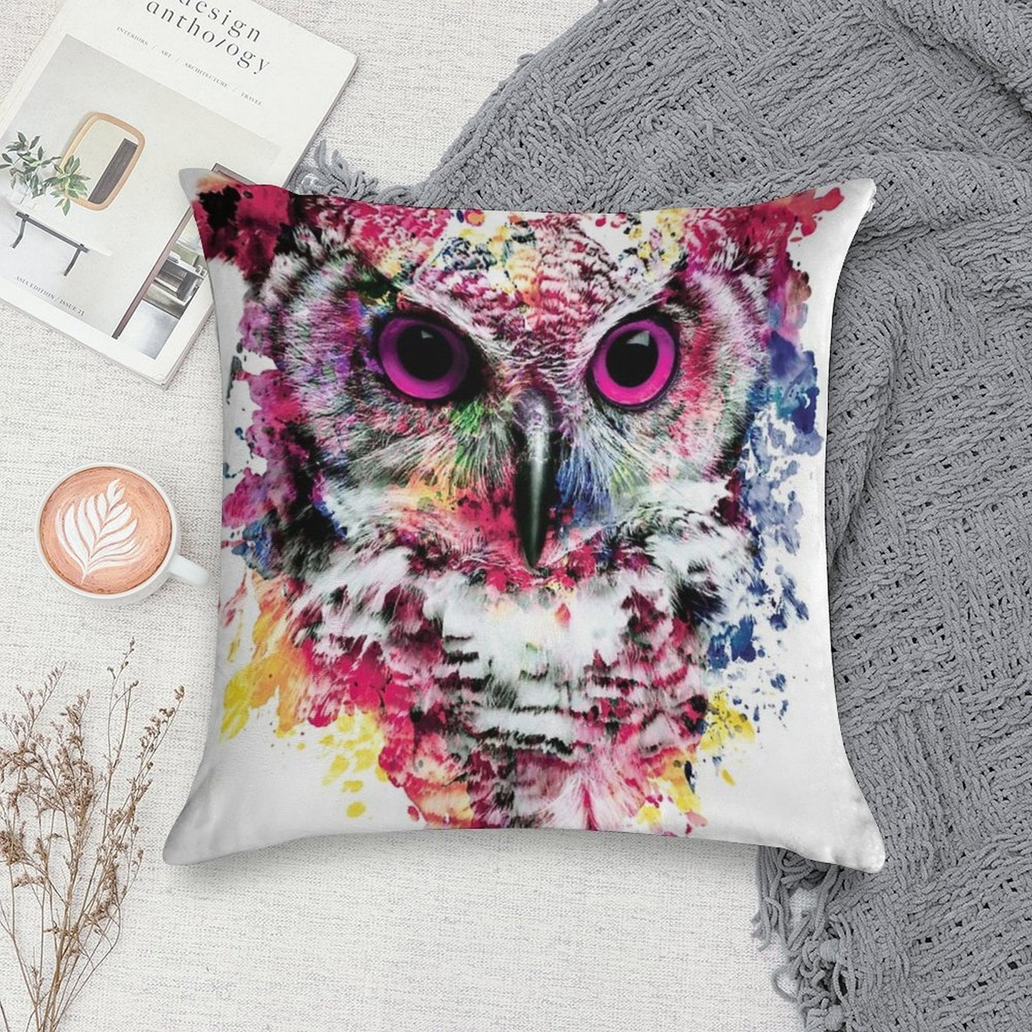 Owl Soft Decorative Cover Throw Pillow