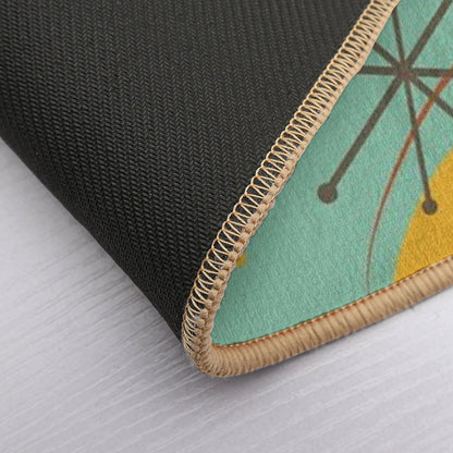 Vintage Retro 1950s Atomic Starburst Boomerangs  Green Harvest Gold Rust  Repositionable Bath Mat